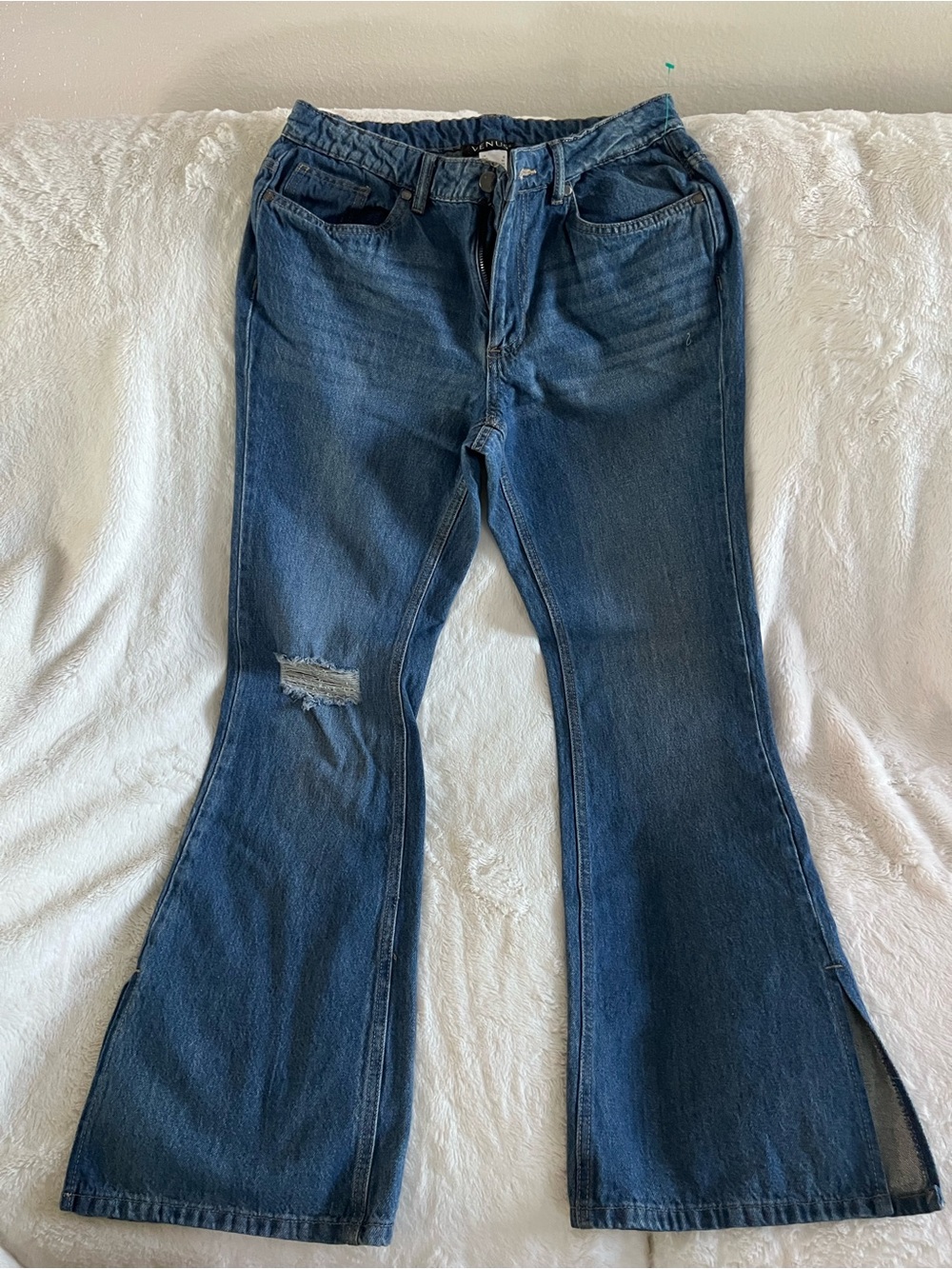 Venus Women's Dark Blue Flared Jeans - Classic High-Rise Style